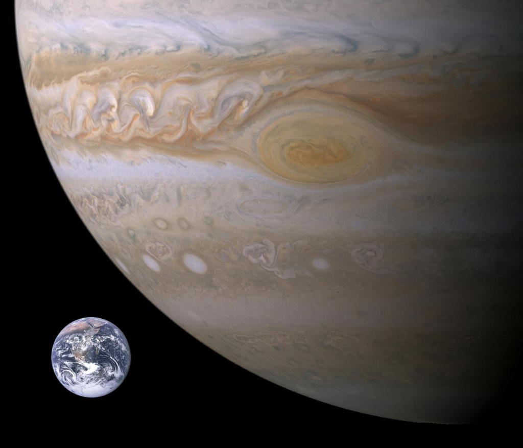 Сравнение Земли с Юпитером