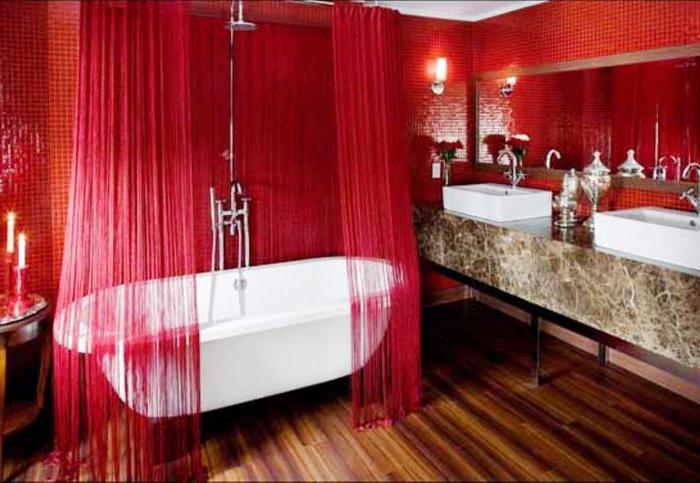 красная плитка для ванной 