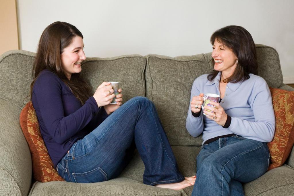 Женщины пьют чай на диване