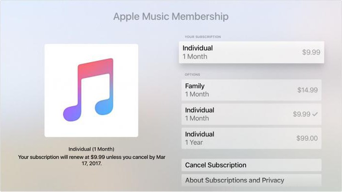 Отключить подписку apple music