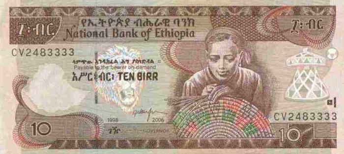 эфиопская валюта название