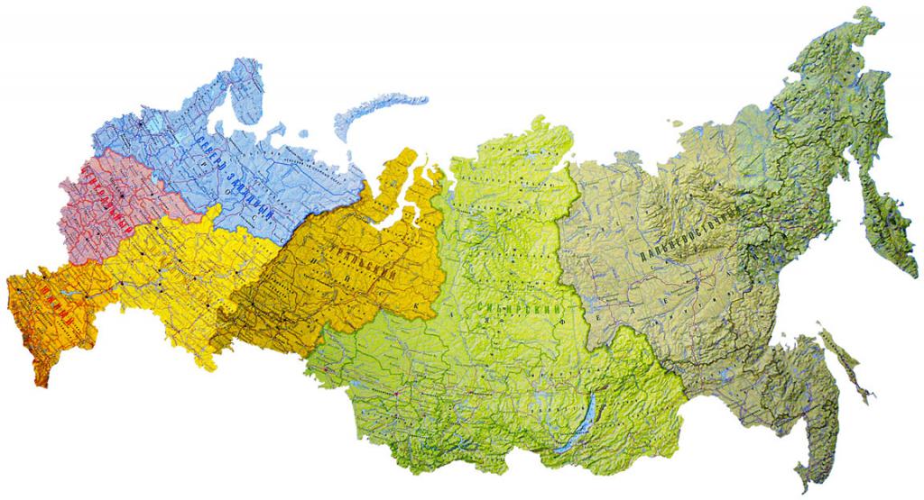 карта россии с федеральными округами