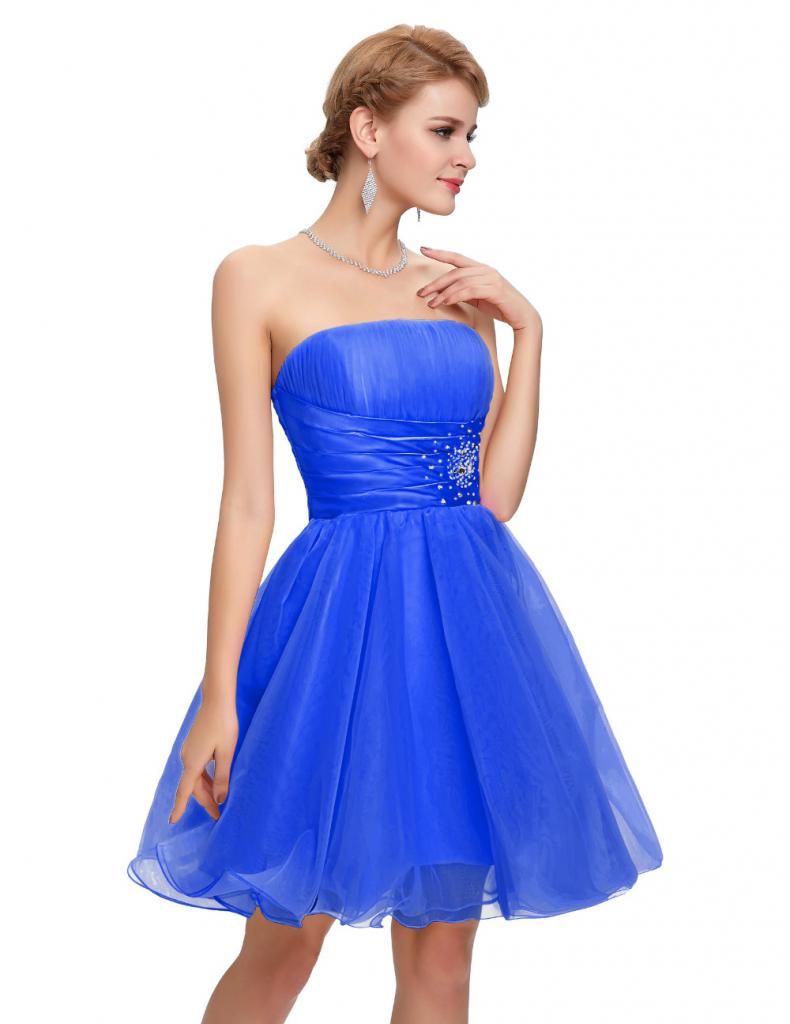 Синее праздничное коктейльное платье