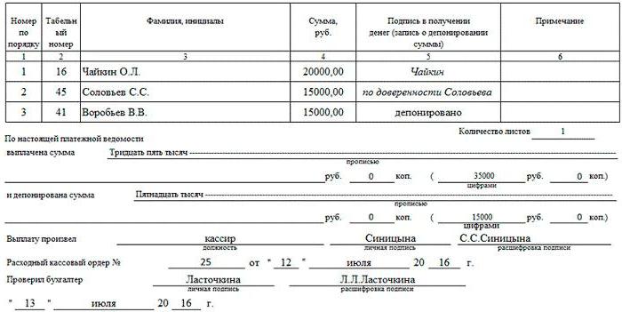 лист с депонентом