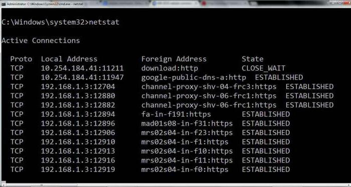 netstat открытые порты