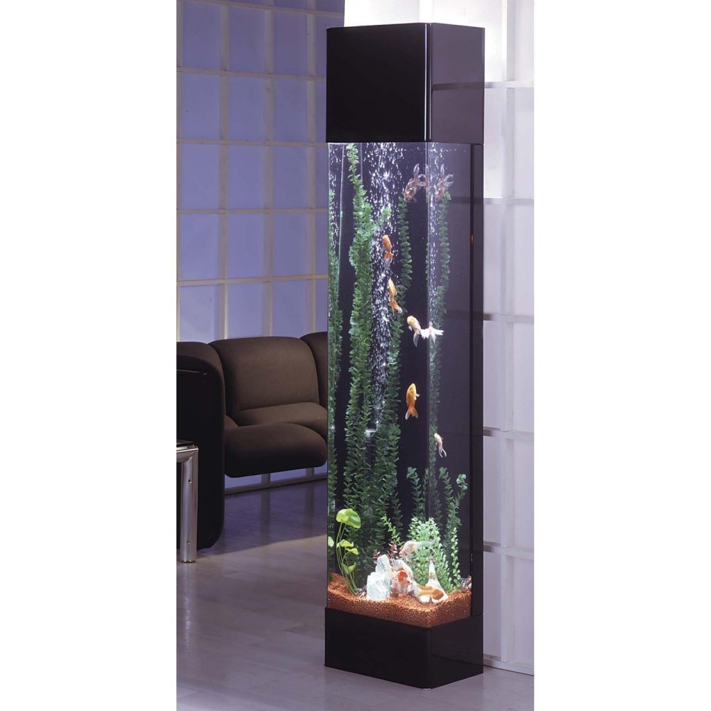 Высокий аквариум - главное украшение любого дома или офиса