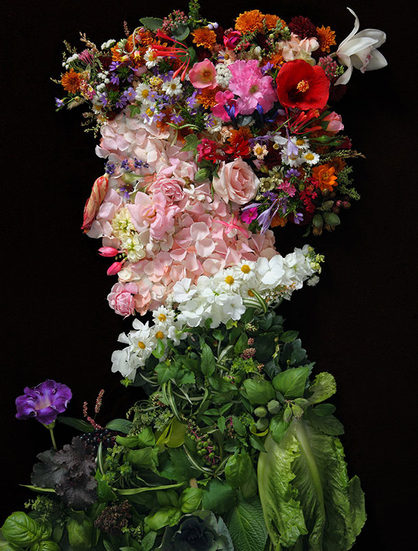 портрет из овощей и цветов