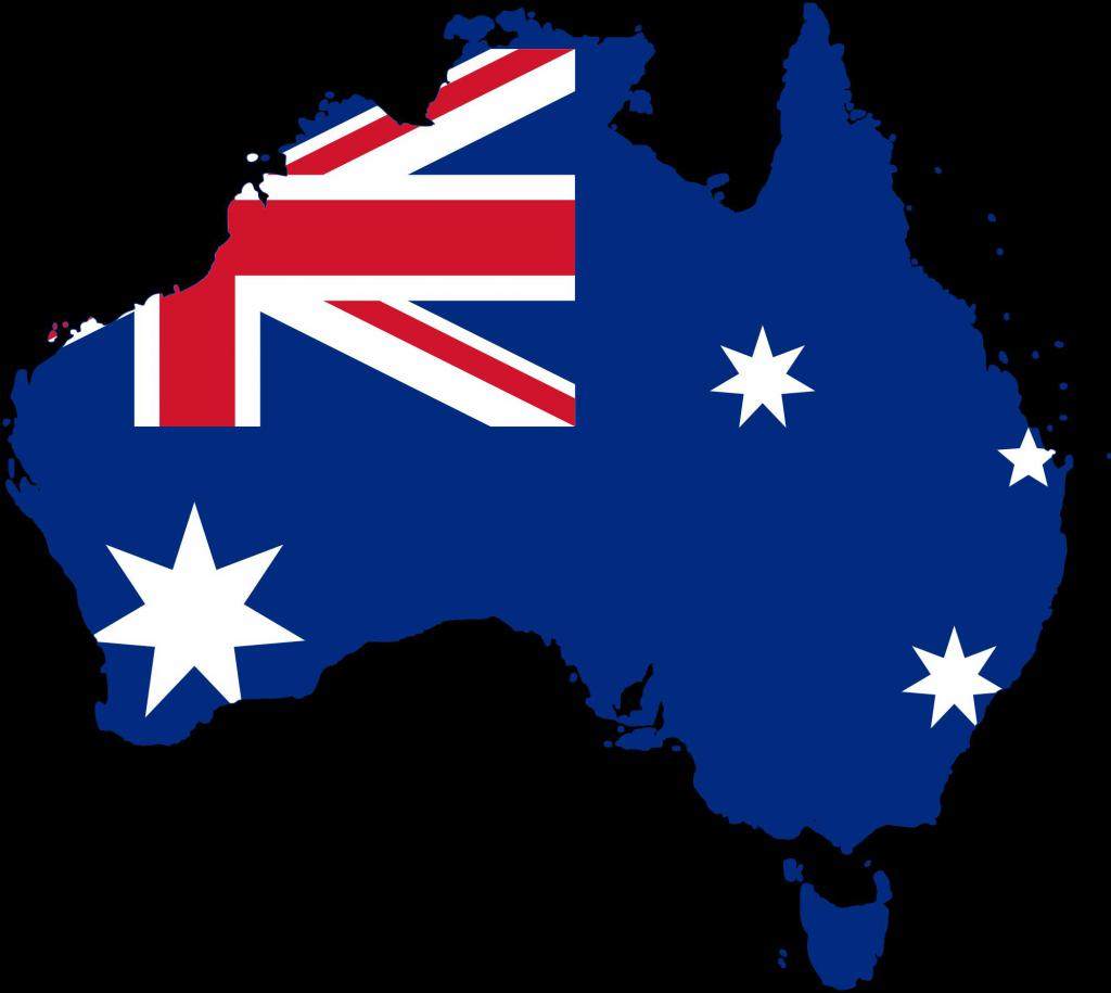 континент Австралия, закрашенный в цвет флага