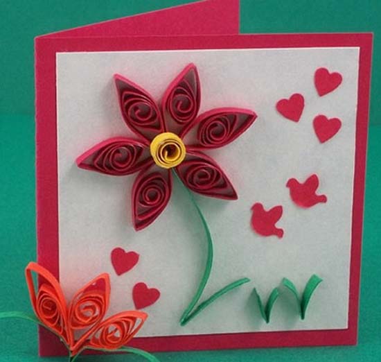 открытка с цветком квиллинг