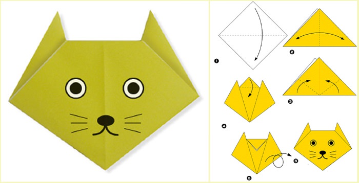 кошка оригами из бумаги
