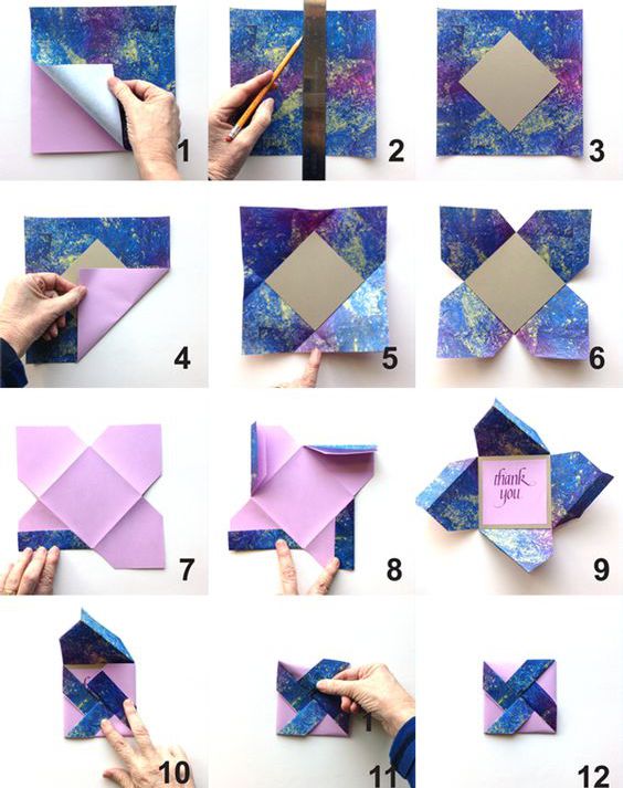 схема складывания конверта оригами