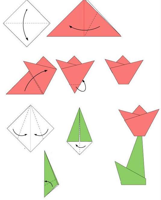 Оригами тюльпана из бумаги