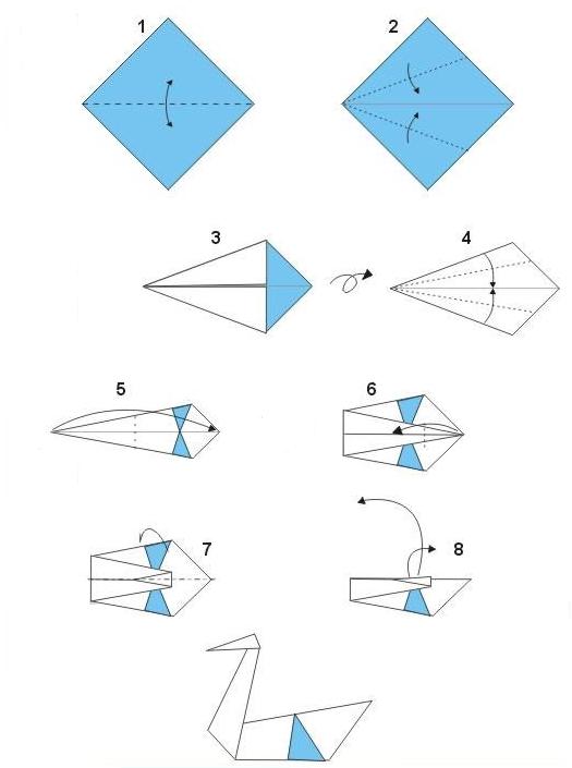 схема оригами лебедя