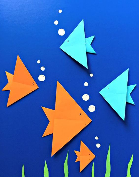 аппликация из рыбок оригами