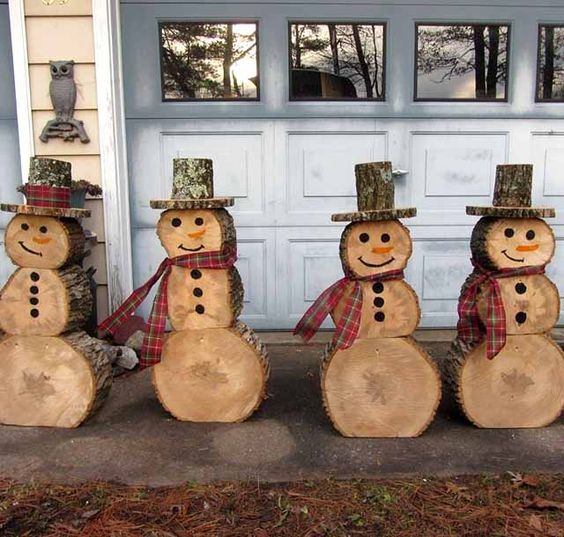 деревянные снеговики