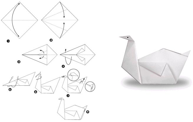 простой бумажный лебедь оригами