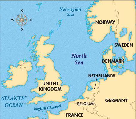 Северное море на карте