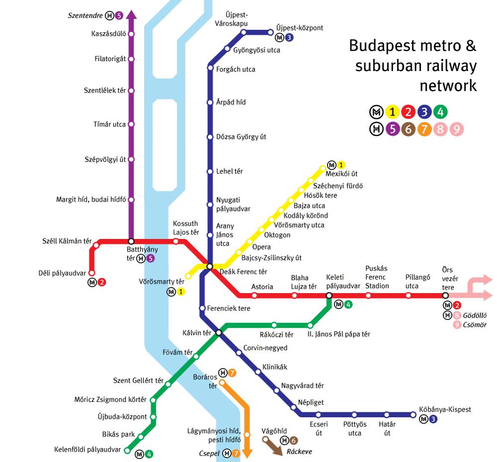 Карта метро в Будапеште