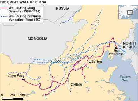 Великая китайская стена карта