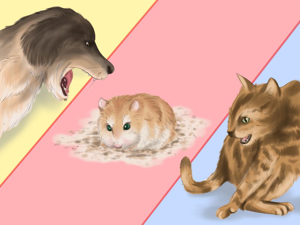хомяк, кошка и собака