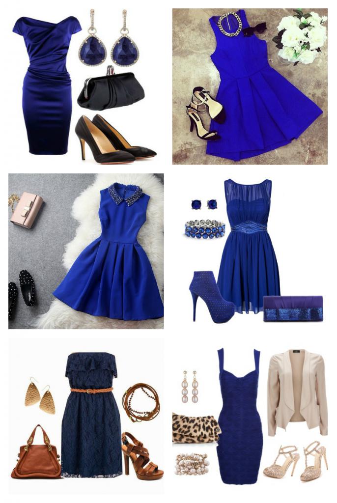 Варианты сочетаемости синего платья