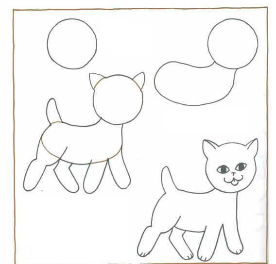 простой рисунок котенка