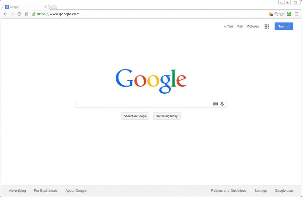 Стартовая страница "Гугл"