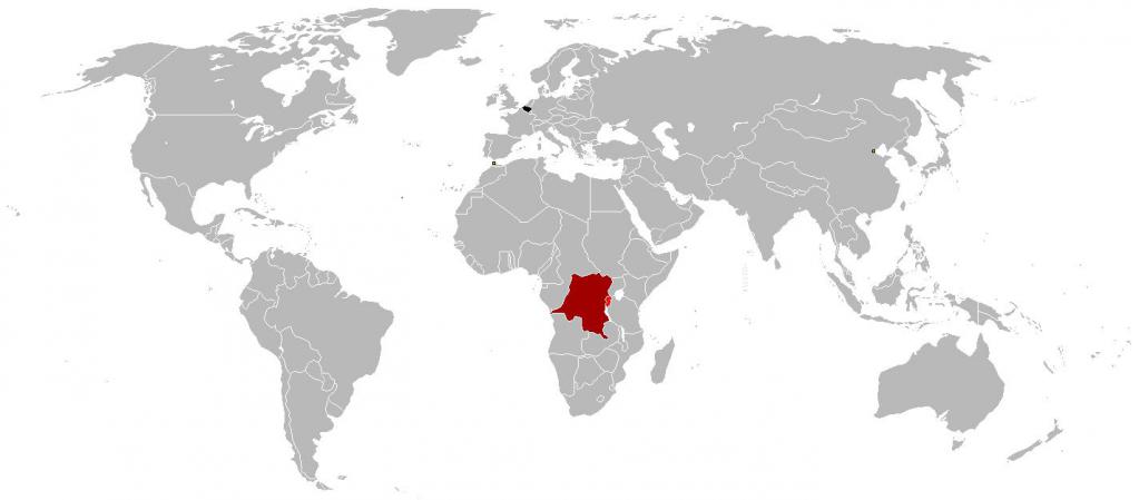Бельгийские колонии на карте мира