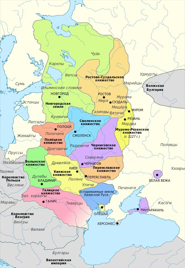Муромо-Рязанское княжество на карте