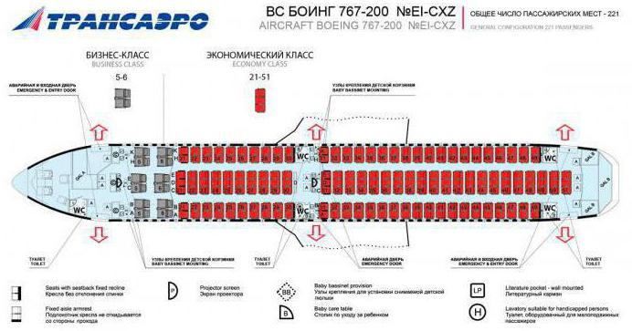 самолет боинг 767 200 схема салона трансаэро