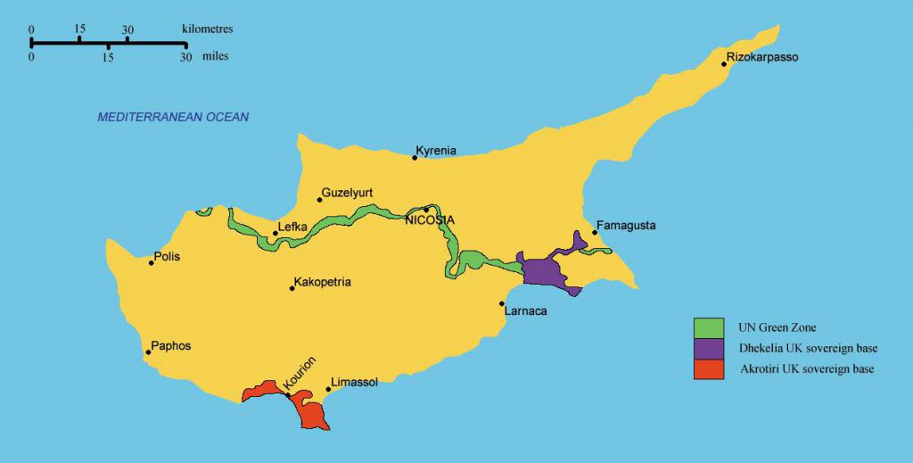 Карта разделенного Кипра
