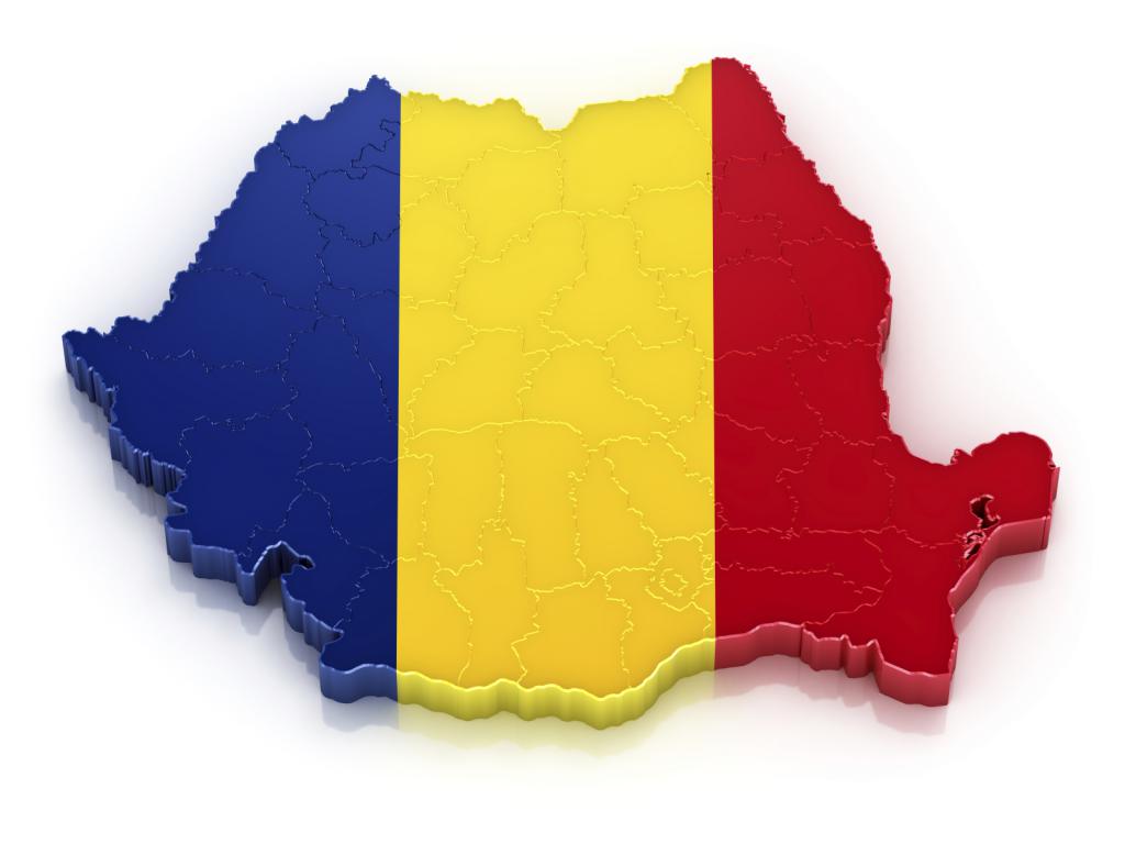 Очертания Румынии, окрашенные в национальные цвета
