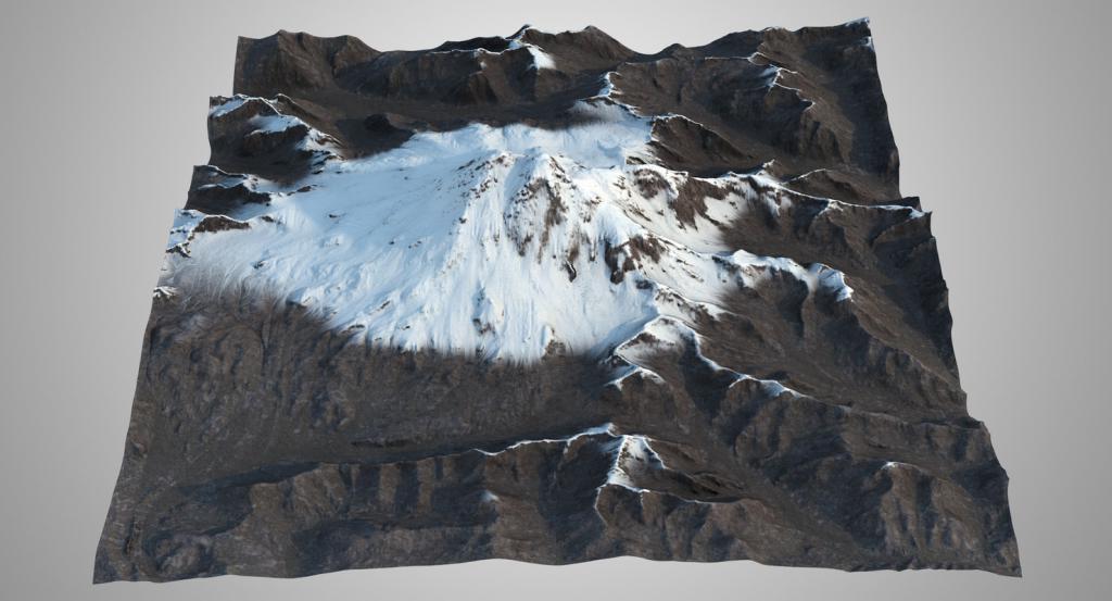 Объемная модель Эльбруса с его ледниками