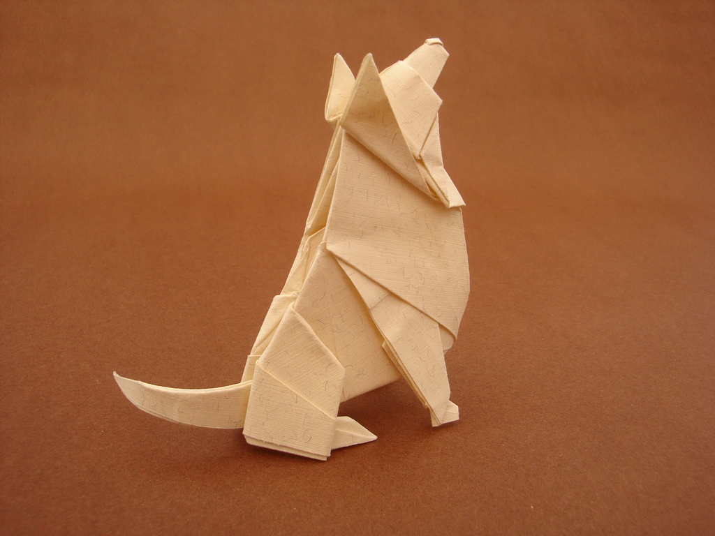 как сделать собаку из бумаги оригами