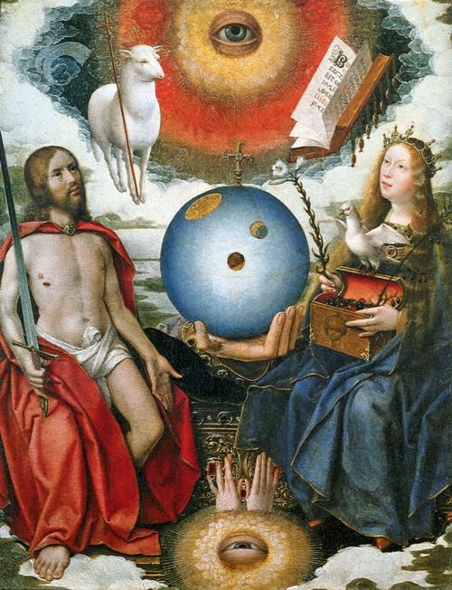 Око, агнец и голубь - символы Троицы