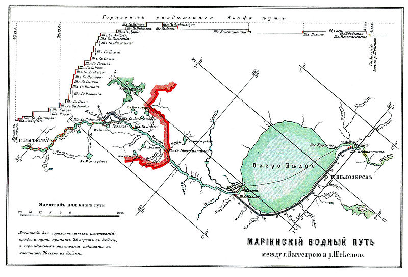 Отрезок Мариинской ВС между реками Вытегра и Шексна конца 19 - начала 20 века