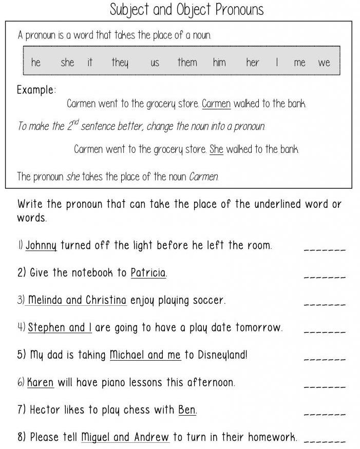 exercise object pronouns