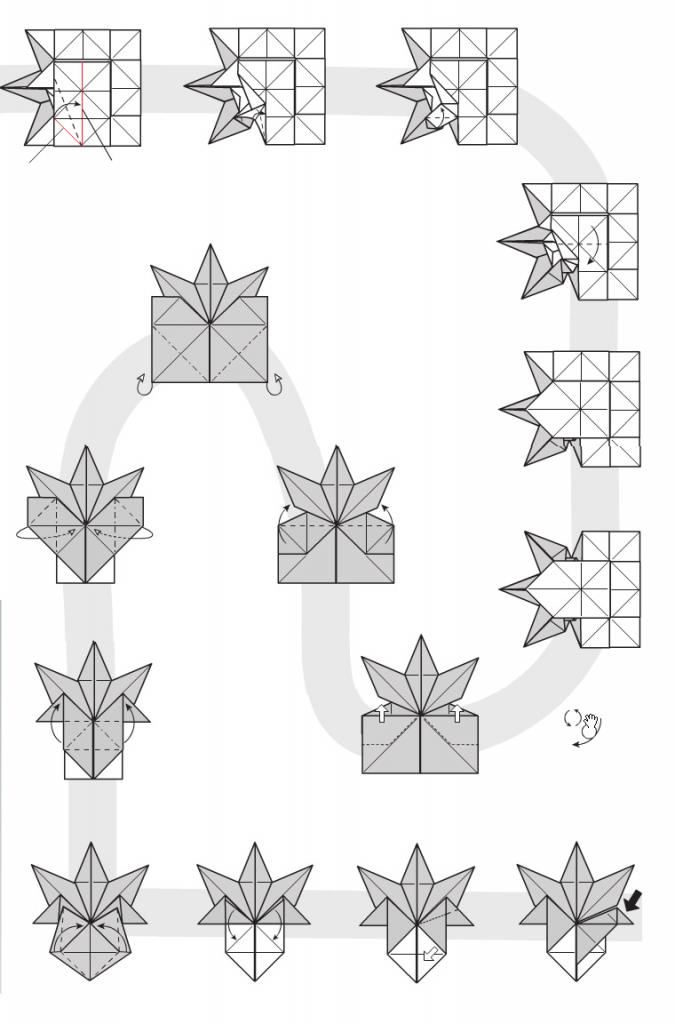 кленовый лист оригами схема