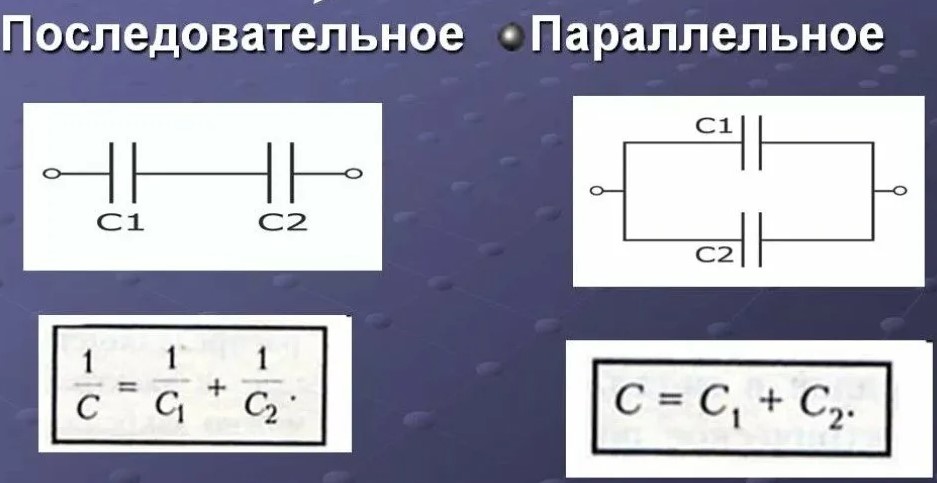 последовательное и параллельное соединение конденсаторов