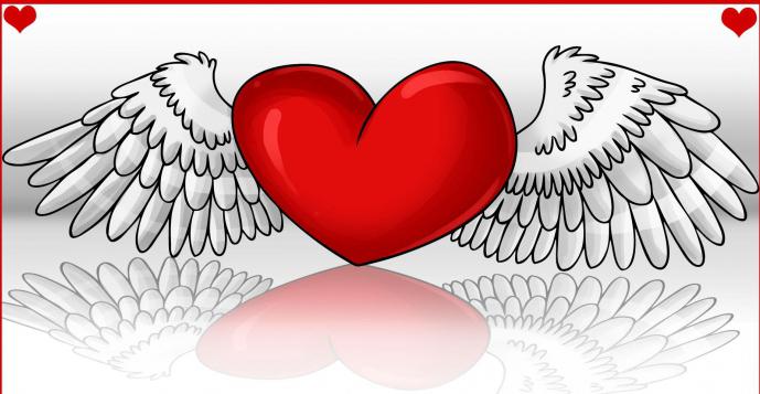 как нарисовать сердце с крыльями 