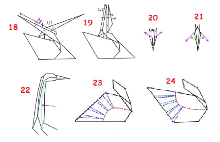 Оригами из бумаги лебеди