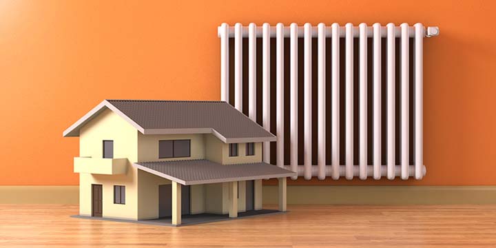 Дом и радиатор отопления