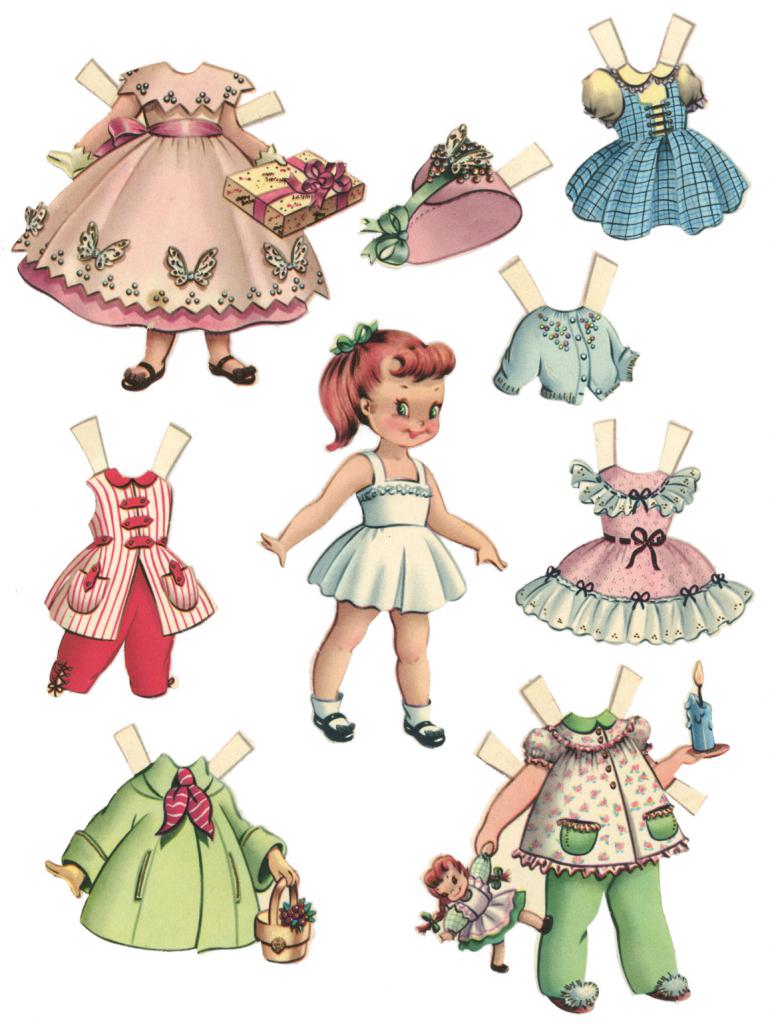 Бумажная кукла с набором одежды