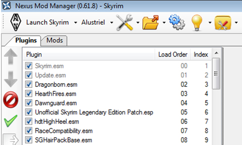 Порядок расположения файлов в лаунчере Skyrim LE