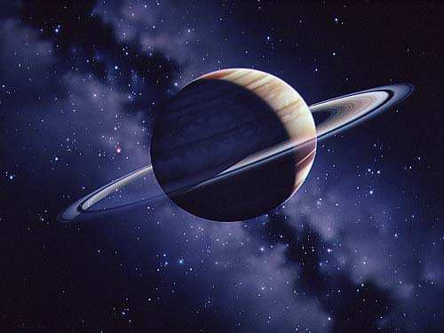 Сатурн на синем фоне.
