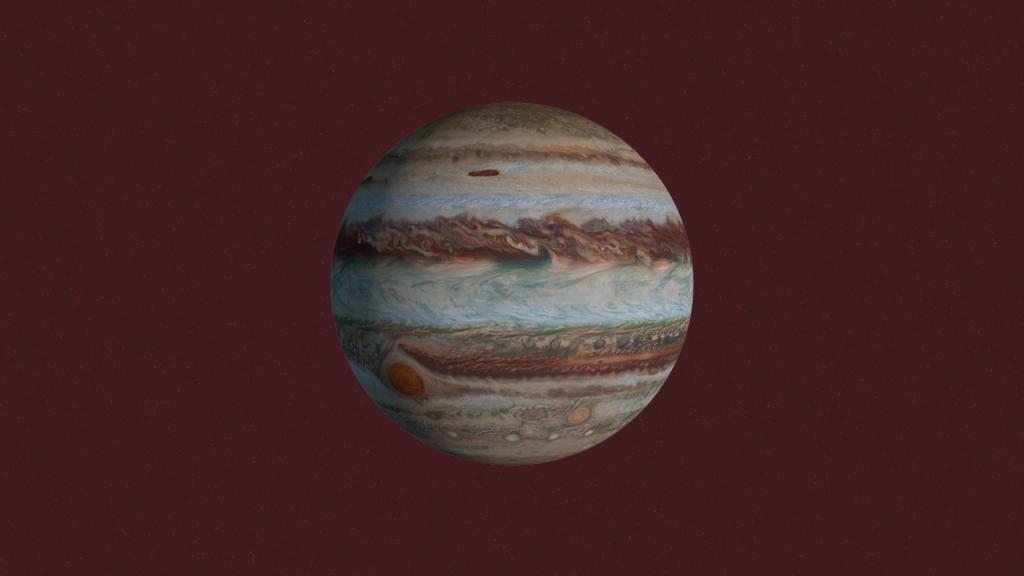 Юпитер на бордовом фоне
