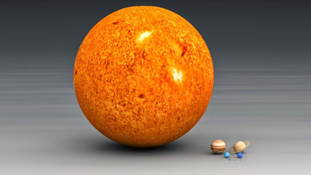 Размер Солнца и планет