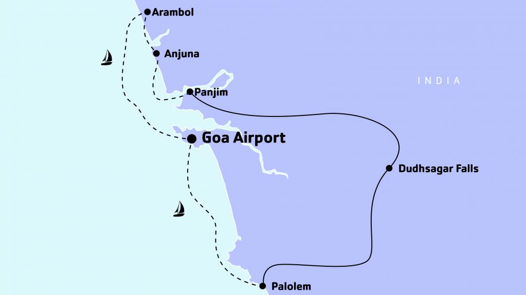 Карта расположения аэропорта Гоа