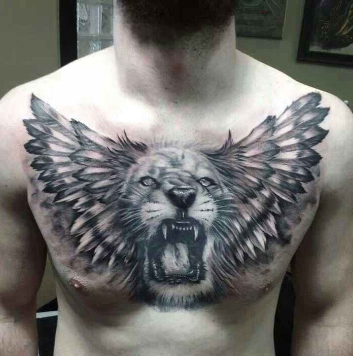 Татуировка лев на груди, значение и особенности символики