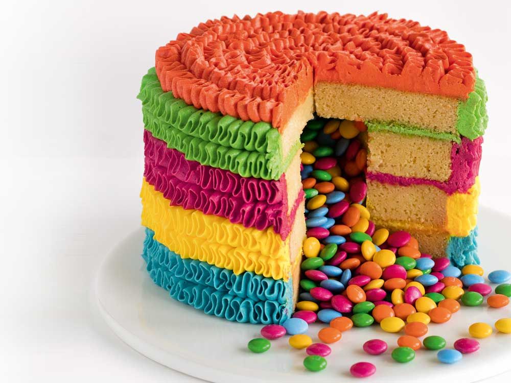 Торт-пиньята разноцветный